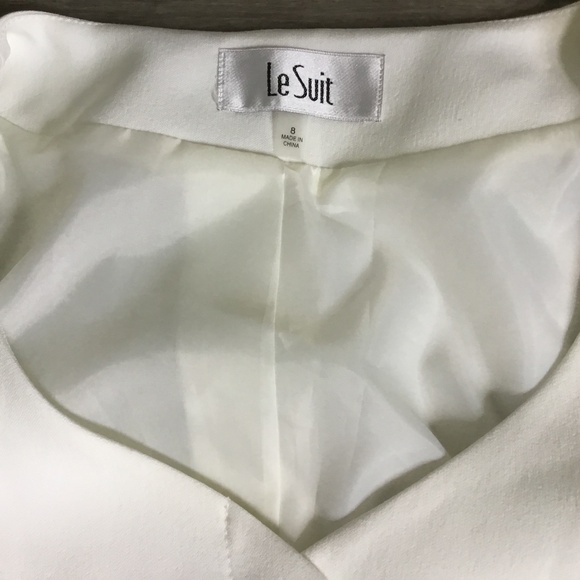LE SUIT Winter White two piece belted suit jacket and midi skirt suit size 8 NWT - Picture 9 of 12